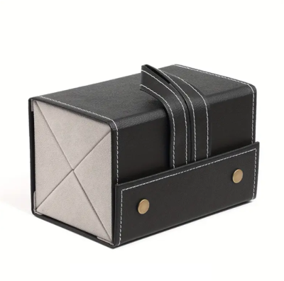 Celebrity El Yapımı Deri 4 Yuvalı Siyah Gözlük Taşıma Ve Saklama Çantası Kutusu Kabı