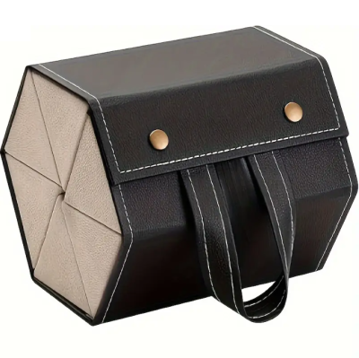Celebrity El Yapımı Deri 6 Yuvalı Siyah Gözlük Taşıma Ve Saklama Çantası Kutusu Kabı