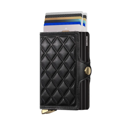 Premium Twinwallet Emboss Lines Black Orjinal Avrupa Derisi Cüzdan