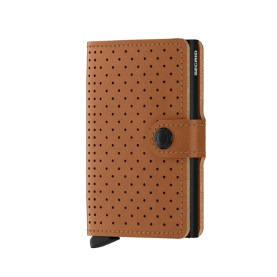Secrid Miniwallet Perforated Cognac Orjinal Avrupa Derisi Cüzdan